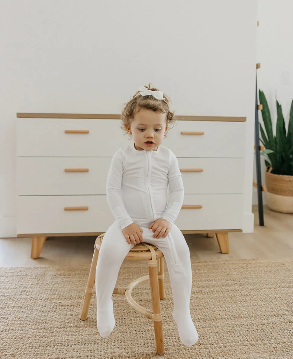 Copper Pearl Zip-up Footie - Dove (12-18M)