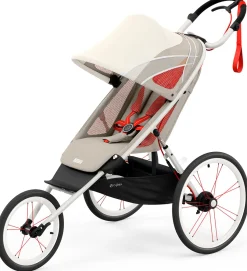 Cybex AVI Jogging Stroller Bundle - Cream/Orange Frame + Bleached Sand Seat Pack