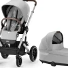 Cybex Balios S Lux 2 Stroller + Cot S Lux 2 Bundle - Silver Frame / Lava Grey