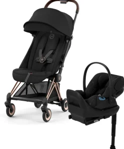 Cybex COYA Compact Stroller + Cloud G Lux SensorSafe Travel System Bundle - Rose Gold / Sepia Black / Moon Black