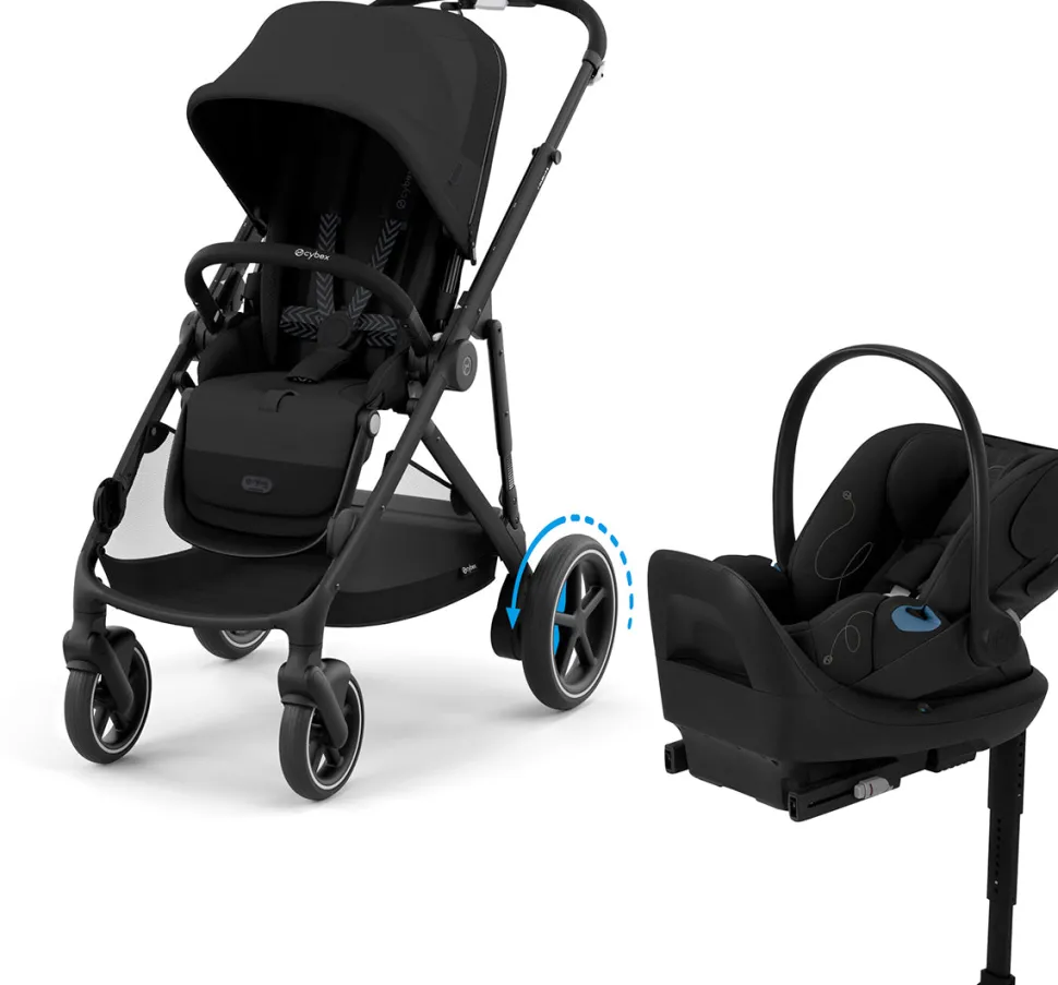 Cybex eGazelle S + Cloud G Lux SensorSafe Travel System Bundle - Black Frame / Moon Black / Moon Black