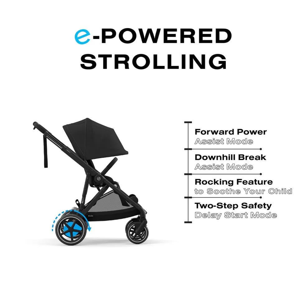 Cybex eGazelle S + Cloud G Lux SensorSafe Travel System Bundle - Black Frame / Moon Black / Moon Black
