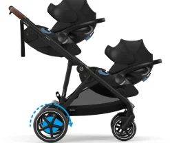 Cybex eGazelle S Double Stroller + Cloud G Lux SensorSafe Twin Travel System Bundle - Black Frame / Moon Black / Moon Black