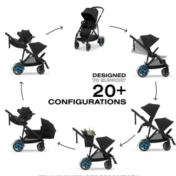 Cybex eGazelle S Electronic Assist Stroller + Gazelle S 2 Cot Bundle - Black Frame / Moon Black