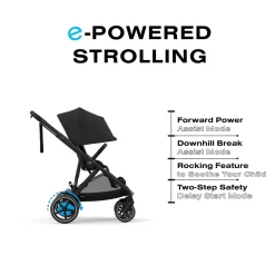 Cybex eGazelle S Electronic Assist Twin Stroller + Cot Bundle - Silver Frame / Ocean Blue