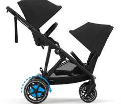 Cybex eGazelle S Electronic Assist Twin Stroller + Cot Bundle - Silver Frame / Ocean Blue