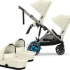 Cybex eGazelle S Electronic Assist Twin Stroller + Cot Bundle - Taupe Frame / Seashell Beige