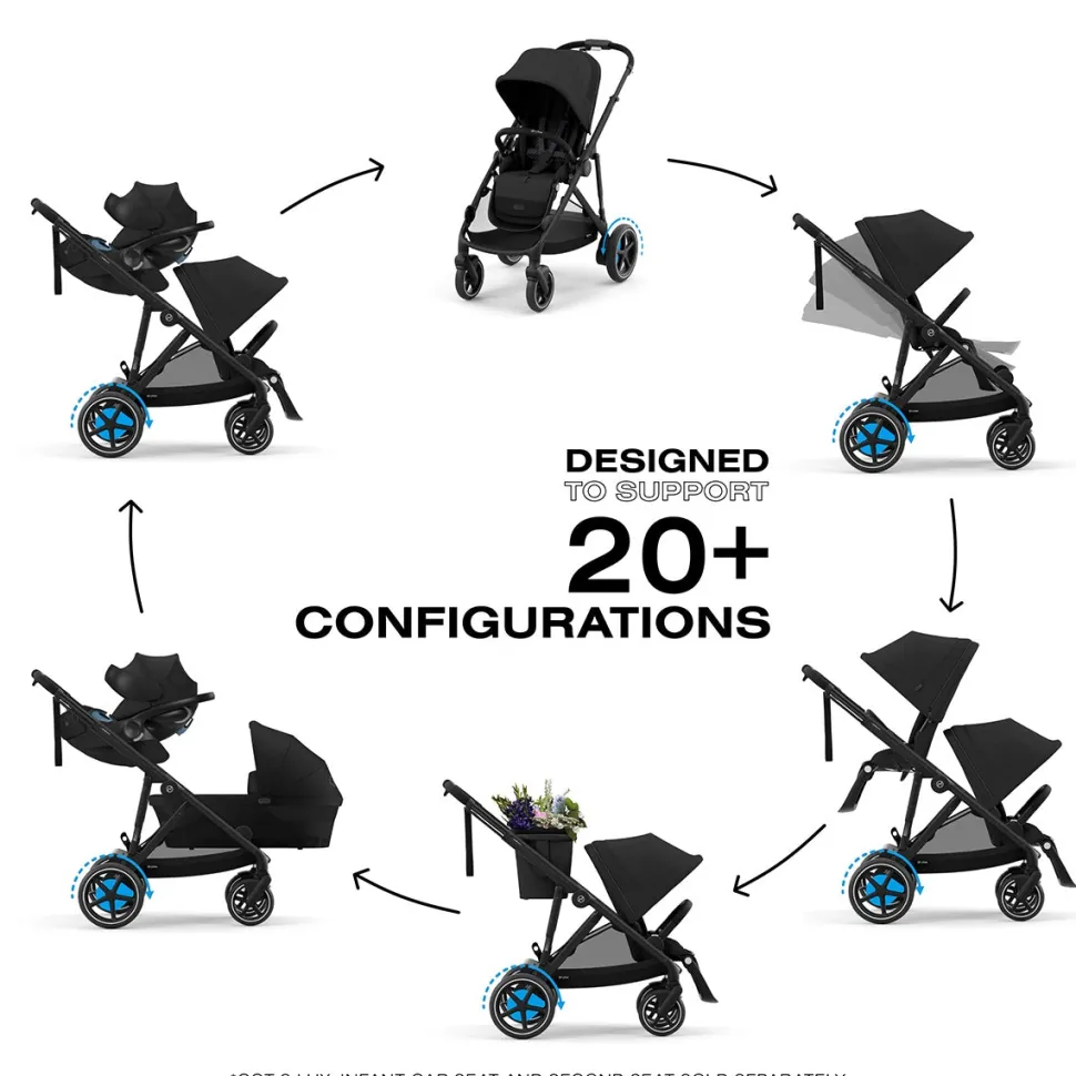 Cybex eGazelle S Electronic Assist Twin Stroller + Cot Bundle - Taupe Frame / Seashell Beige