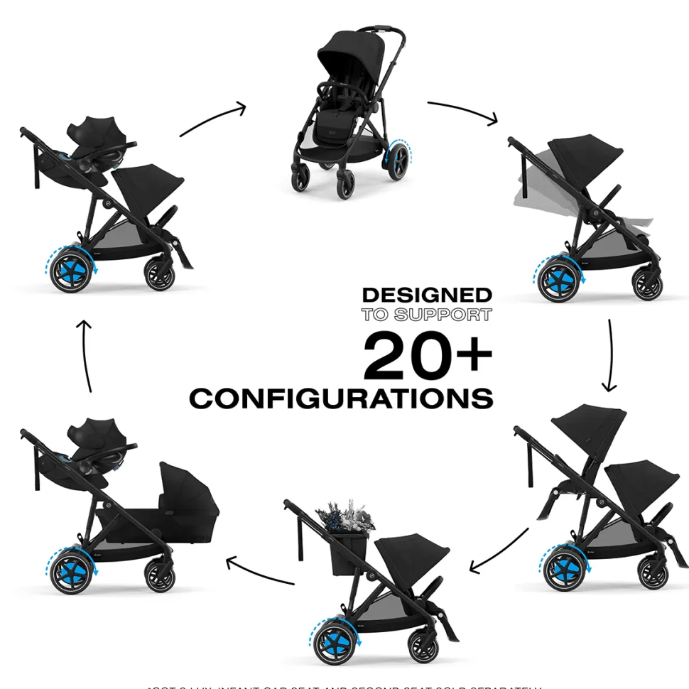 Cybex eGazelle S Electronic Assist Stroller - Black Frame / Moon Black
