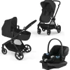 Cybex EOS 5-in-1 Travel System Stroller + Lightweight Aton G Infant Car Seat - Black / Moon Black