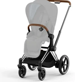 Cybex ePriam 2 Electronic Assist Stroller Frame - Chrome / Brown