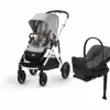 Cybex Gazelle S 2 + Cloud G Lux SensorSafe Travel System Bundle - Silver Frame / Lava Grey / Lava Grey