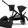 Cybex Gazelle S 2 Single-to-Double Stroller + Cot Bundle - Black Frame / Moon Black