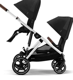Cybex Gazelle S 2 Single-to-Double Stroller + Cot Bundle - Black Frame / Moon Black