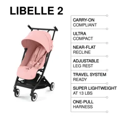 Cybex Libelle 2 Compact Stroller (with 1 Pull Harness) - Candy Pink