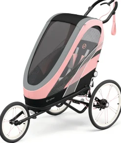 Cybex Zeno Multisport Trailer Bundle - Black/Pink Frame + Silver Pink Seat Pack