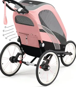 Cybex Zeno Multisport Trailer Bundle - Black/Pink Frame + Silver Pink Seat Pack