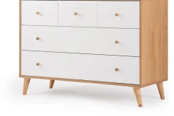 dadada Austin 5-Drawer Dresser - White / Red Oak