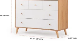 dadada Austin 5-Drawer Dresser - White / Red Oak