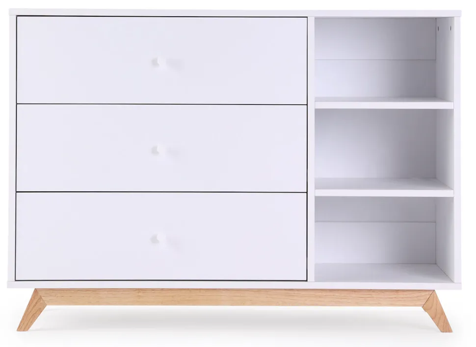 dadada Central Park 3-Drawer Dresser - White / Natural