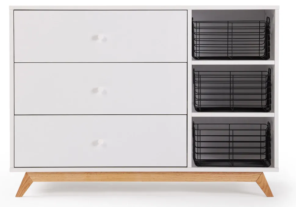 dadada Central Park 3-Drawer Dresser - White / Natural