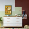 dadada Lala Big 6-Drawer Dresser - White / Red Oak (2 Boxes)