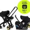 Doona+ Infant Car Seat & Stroller + SensAlert Pad Bundle - Midnight