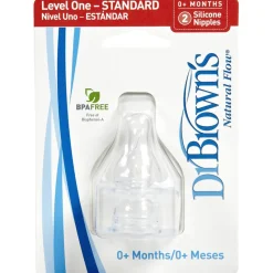 Dr. Brown's Level-1 Standard Neck Nipple, 2-Pack