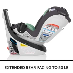 Evenflo GOLD SensorSafe Revolve 360 Slim 2-in-1 Rotational Convertible Car Seat with Green & Gentle Fabric - Peridot Green