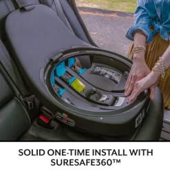 Evenflo GOLD SensorSafe Revolve 360 Slim 2-in-1 Rotational Convertible Car Seat with Green & Gentle Fabric - Peridot Green