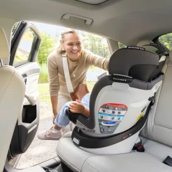 Evenflo GOLD SensorSafe Revolve 360 Slim 2-in-1 Rotational Convertible Car Seat with Green & Gentle Fabric - Peridot Green