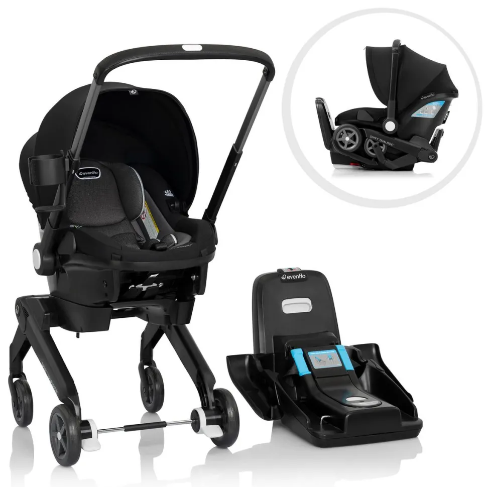 Evenflo Shyft DualRide Infant Car Seat and Stroller Combo - Beaufort Black