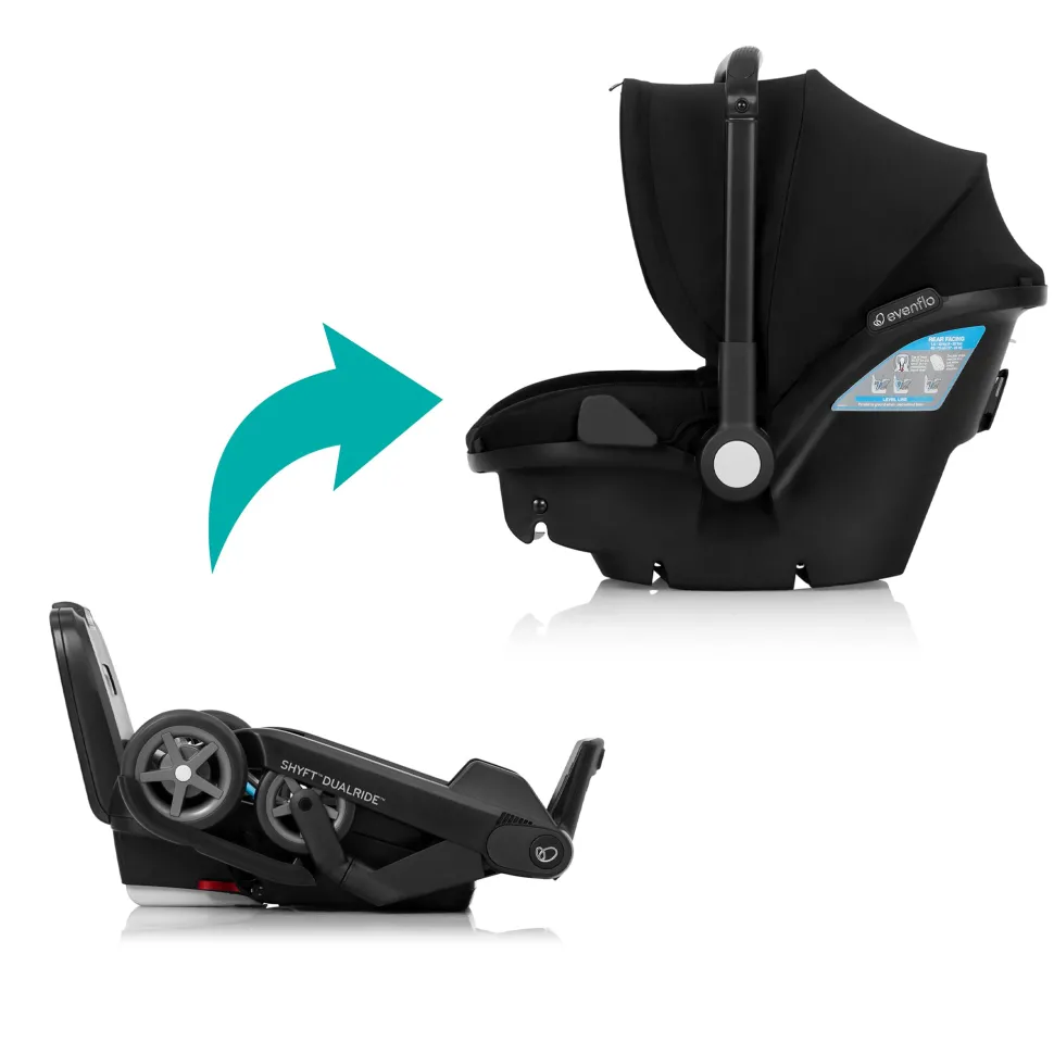Evenflo Shyft DualRide Infant Car Seat and Stroller Combo - Beaufort Black