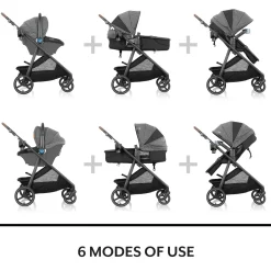 Evenflo Shyft Intuiti+ Travel System w/ Revolve180 LiteMax NXT with SensorySoothe - Angler Tweed