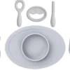 EZPZ Infant Bundle - First Foods Set + Oral Development Tools - Pewter