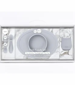 EZPZ Infant Bundle - First Foods Set + Oral Development Tools - Pewter