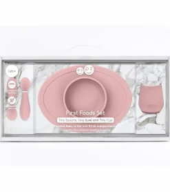 EZPZ Infant Bundle - First Foods Set + Oral Development Tools - Blush