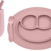 EZPZ Toddler Bundle - Mini Feeding Set + Mini Cup and Straw Training System - Blush