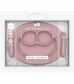 EZPZ Toddler Bundle - Mini Feeding Set + Mini Cup and Straw Training System - Blush