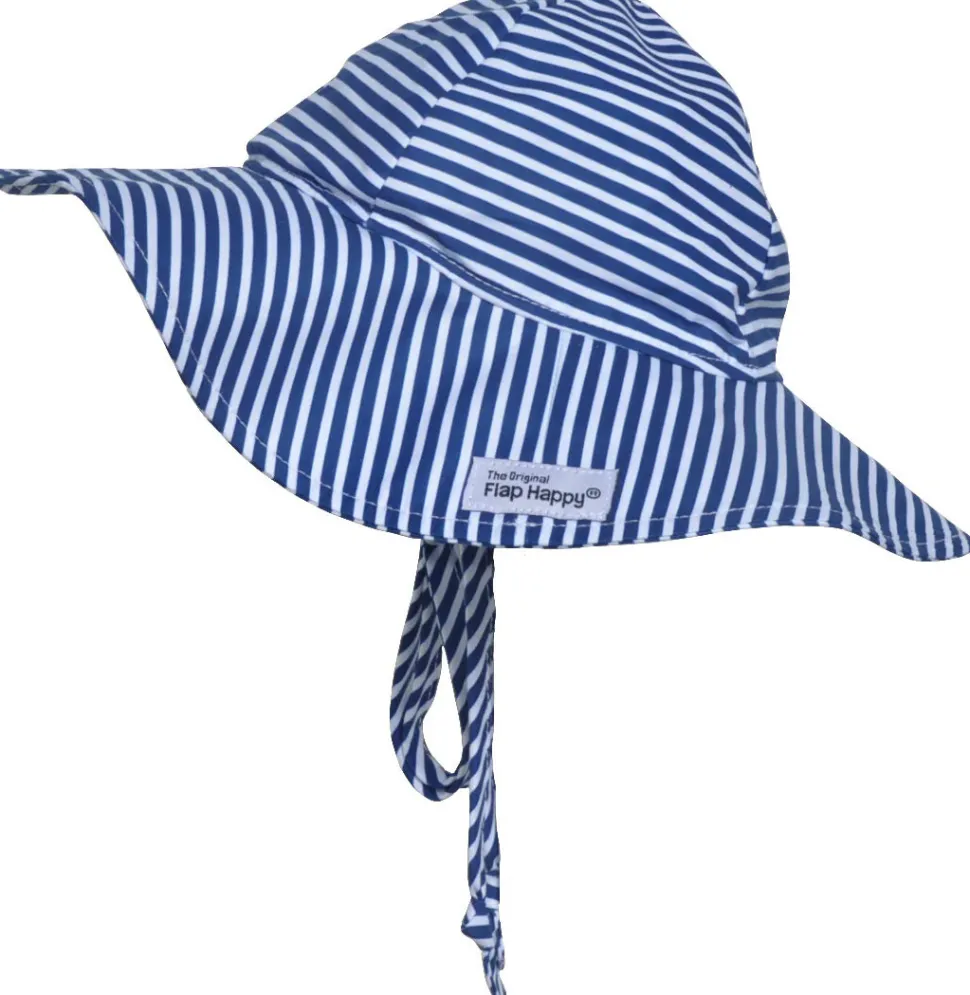 Flap Happy UPF50+ Floppy Sun Hat, Large (12-24m) - Navy Preppy Stripe