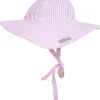 Flap Happy UPF50+ Floppy Sun Hat, Small (3-6m) - Pink Stripe Seersucker