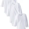Gerber White 3 Pack Long Sleeve Onesies - 0-3 Months