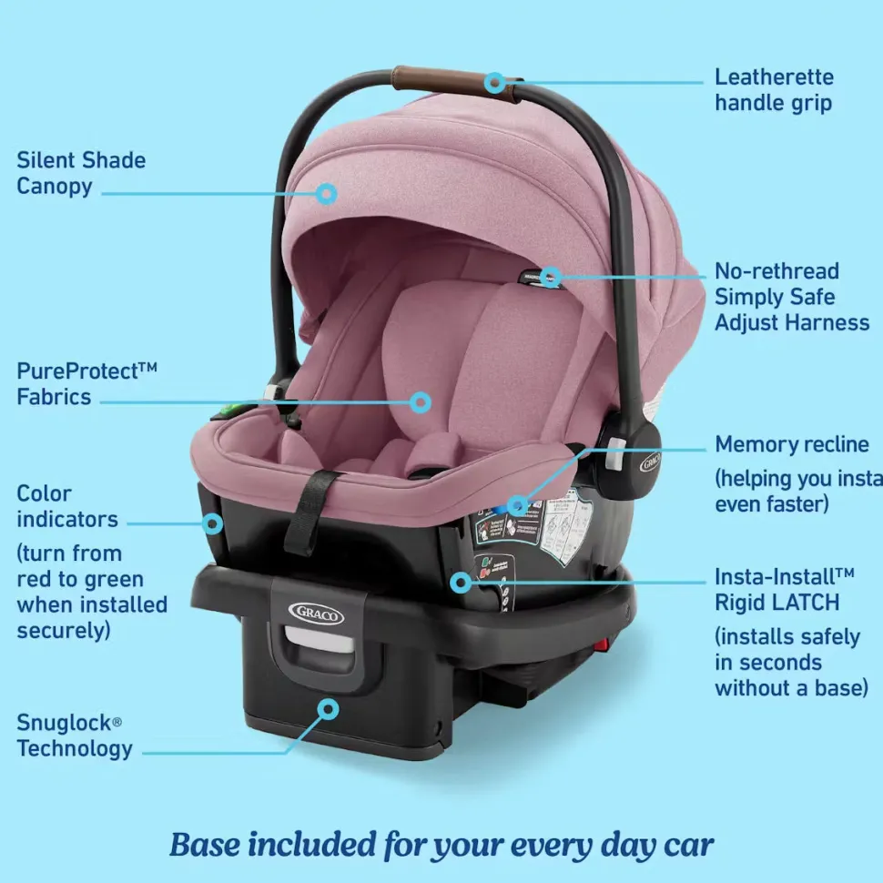Graco GoMax Infant Car Seat with Insta-Install Rigid LATCH - Orchid Haze