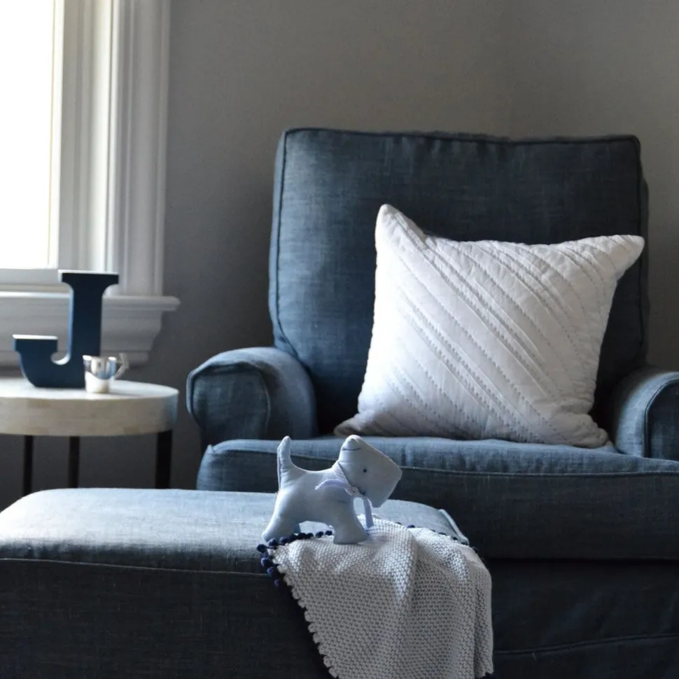 Hello Spud Decorative Pillow with Stuffer - Diagonal Pintuck Blue