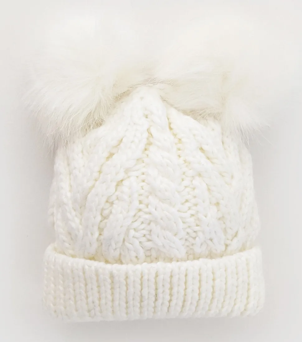 Huggalugs Fluffer Beanie Hat - Winter White, Small (0-6 months)