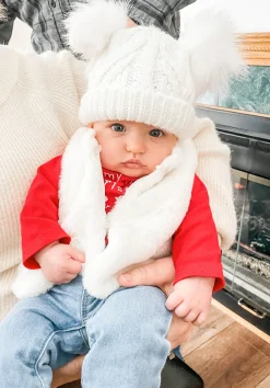 Huggalugs Fluffer Beanie Hat - Winter White, Small (0-6 months)