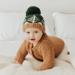 Huggalugs Forest Knit Beanie Hat - Loden, Small (0-6 months)