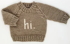 Huggalugs hi. Crew Neck Sweater - Pebble, 0-6 months