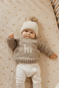 Huggalugs hi. Crew Neck Sweater - Pebble, 0-6 months
