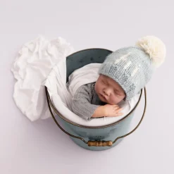 Huggalugs hi. Hand Knit Beanie Hat - Surf Blue, X-Small (Newborn)